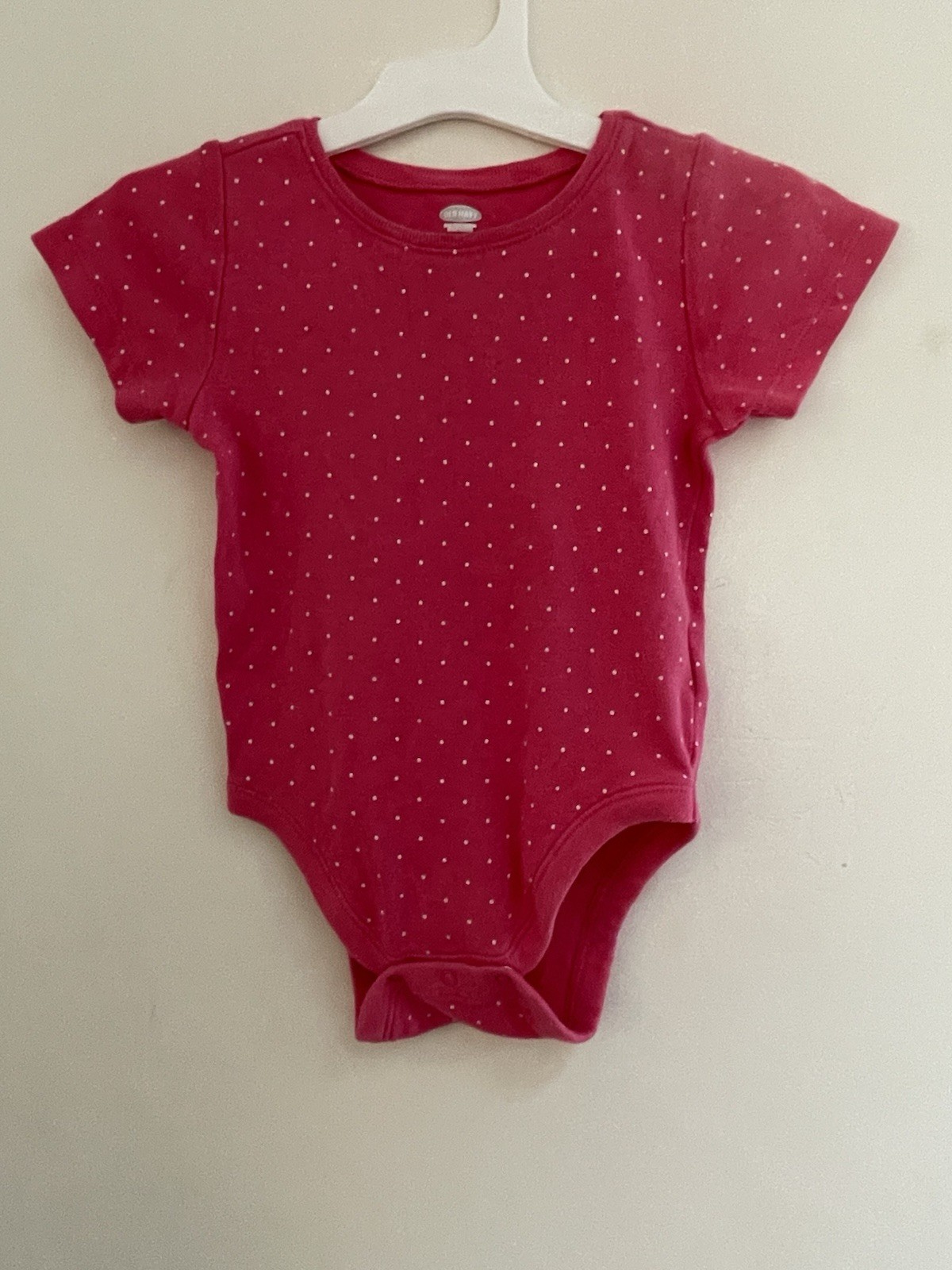 Old Navy Baby Girls Classic Polka Dot Cotton Short Sleeve Bodysuit Pink 18-24M