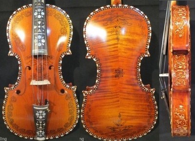 Deluxe fancy Norwegian fiddle (4*4) of profession Concert 16'' Hardanger fiddle