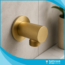 Brushed Brass Shower Outlet Elbow Round Wall Mounted G1/2" Hose Connector