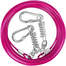 HaiYUAN Dog Tie Out Cable 10/15/20/25/30FT Run Rosy 20ft, Pink