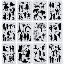 12Pcs Drawing Stencils for Painting on Wood Large Stencils for Painting on
