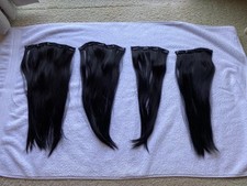 Juego de extensiones de cabello con clip negro nuevo sintético 20 pulgadas