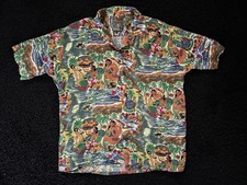 Vtg PINEAPPLE CONNECTION Hawaiian Shirt Hula Girl Floral Rayon Mens Small