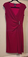 Ladies Red Cocktail/Dinner Dress, Ruched Waistline by CHAPS Size Medium