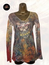 Sheer Tattoo Print Butterfly Long Sleeve Top