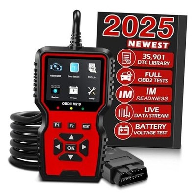 V519 OBD2 Diagnostic Scanner Tool - Vechicle Check Engine Light Code Reader Red