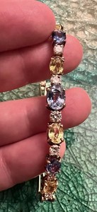 *MAKE OFFERS* Gorgeous! Blue & Yellow Sapphire & Diamond Estate Bracelet!