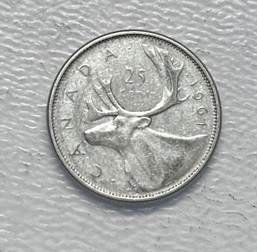 1961 - Canada 25 Cents/Quarter - 0.800 Silver Coin