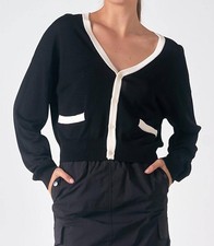 Elan Accent Trimmed Cardigan Size L