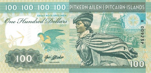 Pitcairn Islands 100 Dollars 2018 Fantasy Bounty Ship UNC Gabris Matej A 00923P - Foto 2 di 6