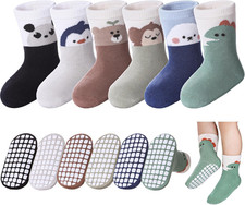 Baby Toddlers Non Slip Socks with Grippers Cotton Crew Gift Grips Socks for Kids