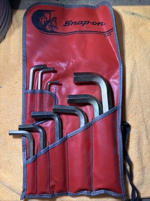 Snap On Tool 9pc Metric Hex Key Set Allen Wrench W/ Pouch Roll C84B VTG USA
