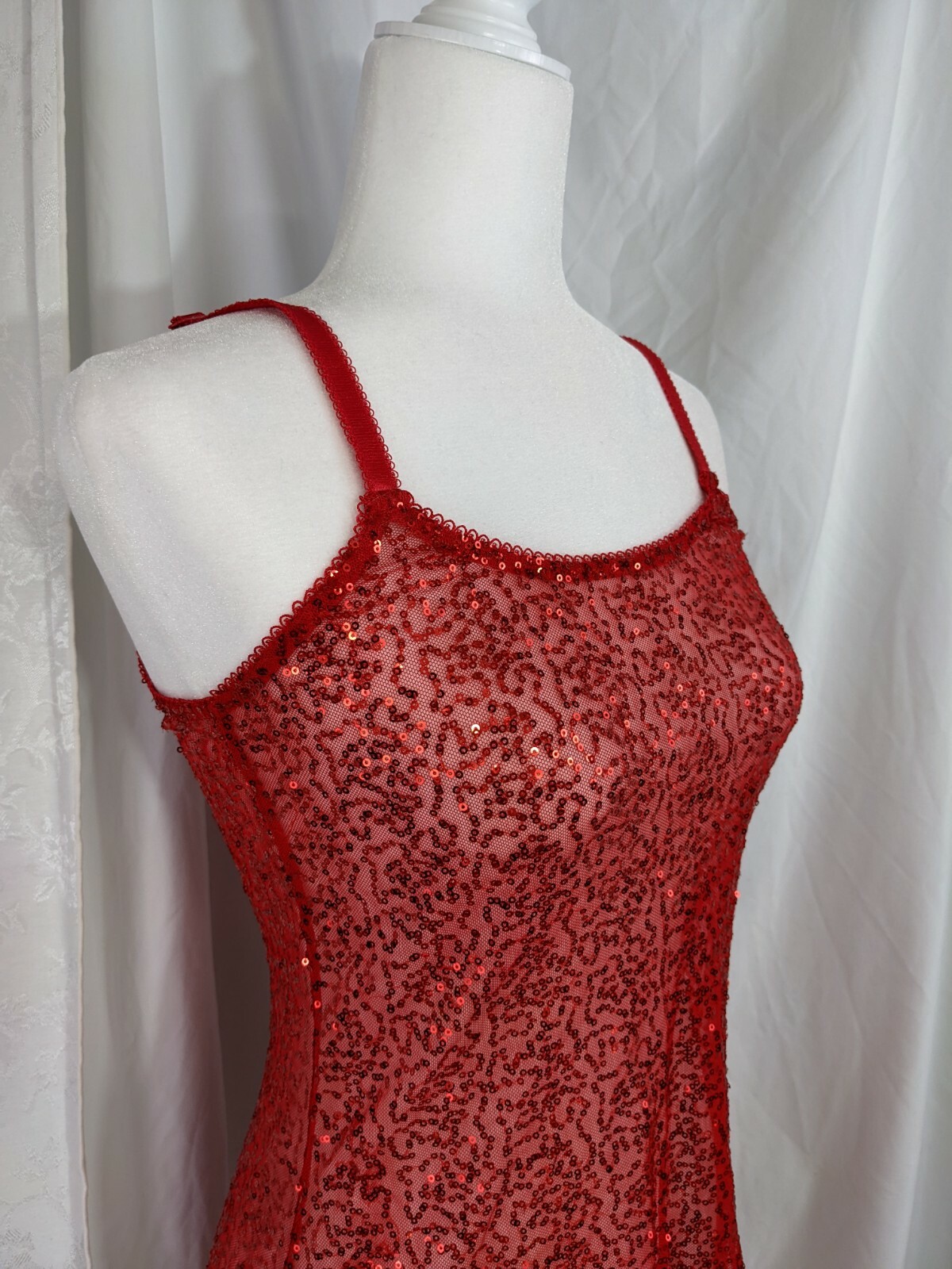 Passion Forever EUC Valentine nightie nightgown slip sequin sheer Small