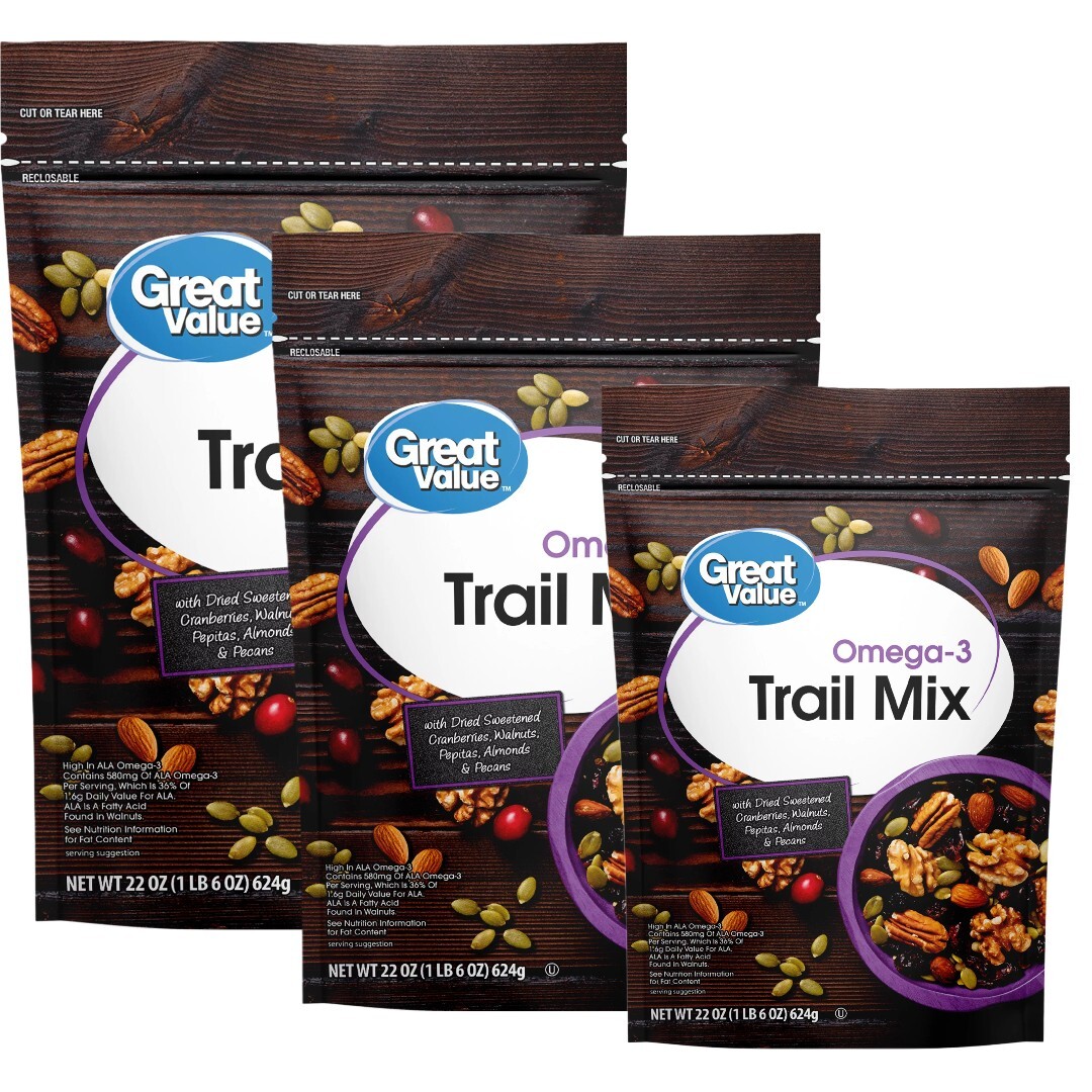 Great Value Omega3 Trail Mix, 22 Oz (Pack of 3) | eBay