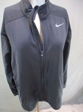 NIKE DRI-FIT Size L Mens Black Full Zip Stand Collar Pocket Athletic Jacket 680