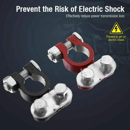 Universal 2 Car Battery Terminal Connector Top Post Positive Negative Heavy Duty - Picture 11 of 12