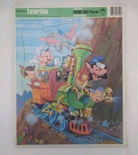 Vintage Walt Disney Golden Frame Puzzle Dumbo Pinocchio