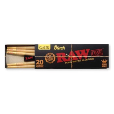 RAW BLACK Classic King Size Kegel Mega Pack 20 Kegel vorgerollt Blättchen