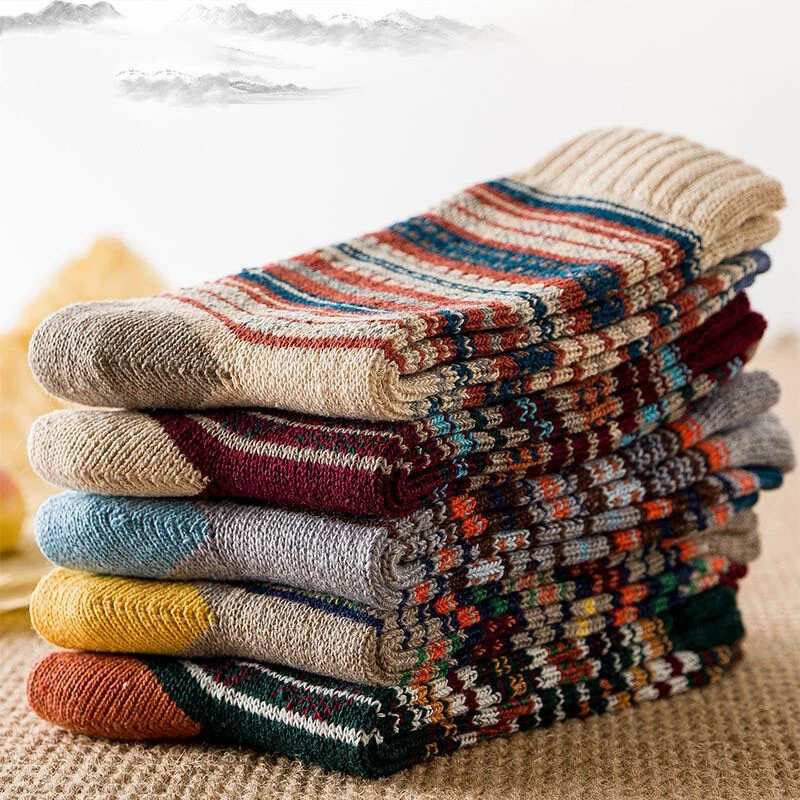 5 pares de calcetines deportivos informales gruesos suaves cálidos de mezcla de lana para hombre bota 7-11 Foto 3 de 4