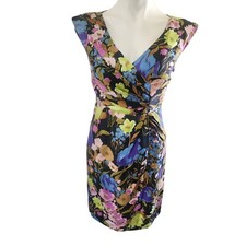 Beth Bowley 100% Silk dress size 4 Black floral print cocktail party dress