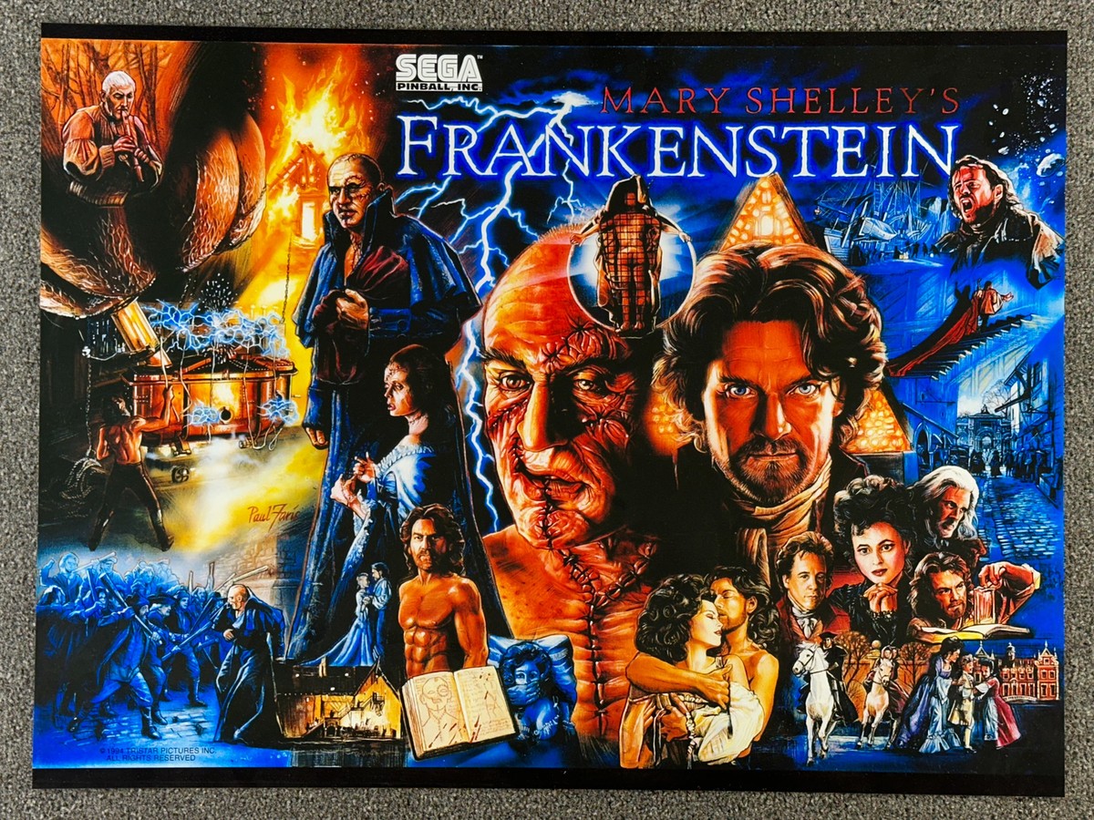 SEGA Mary Shelleys Frankenstein Pinball Machine Backglass