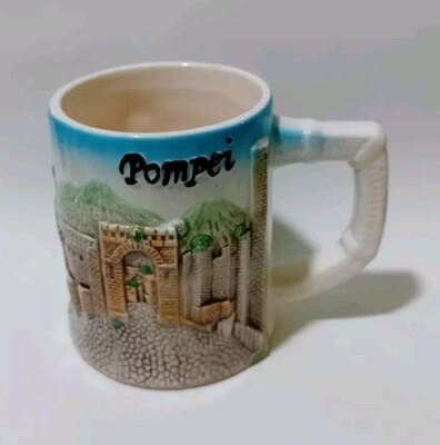 Vintage   Ceramic Mug Of Naples And Pompeii cm 10