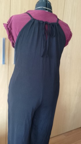 Ladies Sz L (12-ish) Strappy Black Tie Back Drapey Jumpsuit Wide Leg, Never Worn - Picture 7 of 19