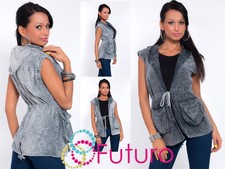 Stylish Womens Coat With Hood Jacket Short Sleeve Bodywarmer Size 8 - 12 Ft926