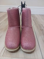 NwT Wonder Nation Girls Youth Cozy Faux Shearling Winter Boots Sparkly Pink Sz 4