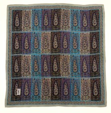YVES SAINT LAURENT Blue Paisley Silk Scarf ITALY 33 / 32 EC