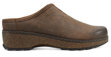 Earth Women's Kolia Round Toe Leather Casual Heeled Clog Dark Brown Select Size
