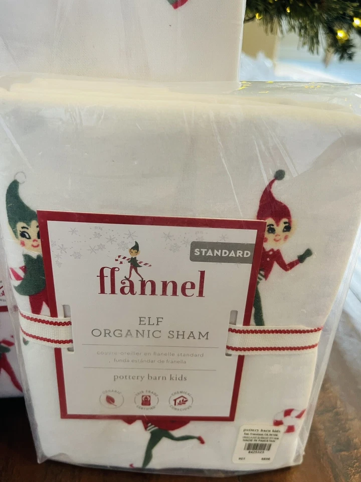 Pottery Barn Kids Elf  Flannel Cotton FULL QUEEN DUVET 2 Shams Christmas Bedding - Image 2 of 4