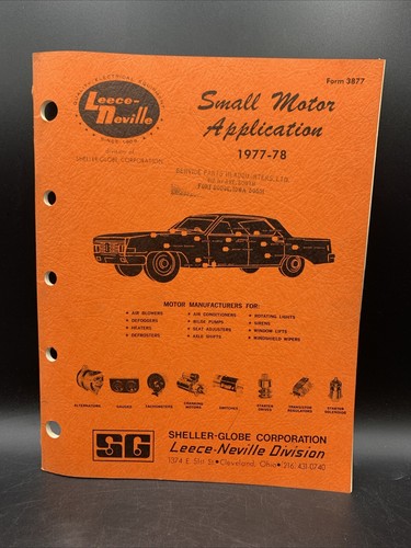 VINTAGE 1977-78 SMALL MOTOR APPLICATION GUIDE LEECE NEVILLE CATALOG