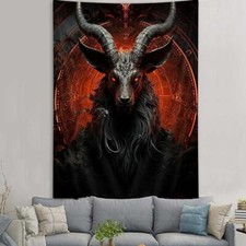 Hell Devil Wall Art Extra Large Tapestry Wall Hanging Poster for Men Gothic Rock