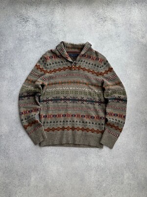Tommy Hilfiger Aztec Style Lambswool Vintage Sweater