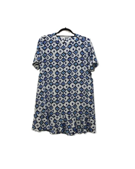 MUDPIE Womens Blue Ikat Print Farrah Flounce Drop Waist Size M Preppy Teacher — 第 2/4 张图片