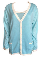 Paola! Damen Twinset Strickjacke Pullover Hellblau Gr. 46