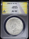 1922-P $1 Peace Silver Dollar ANACS AU 50 | Rim Clip Mint Error