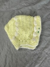 Vintage Infant Crochet Yellow Bonnet handmade