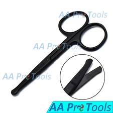 Full-Black Nose Ear Mustache Hair Remover Scissors Round Safety Tips 3.5''