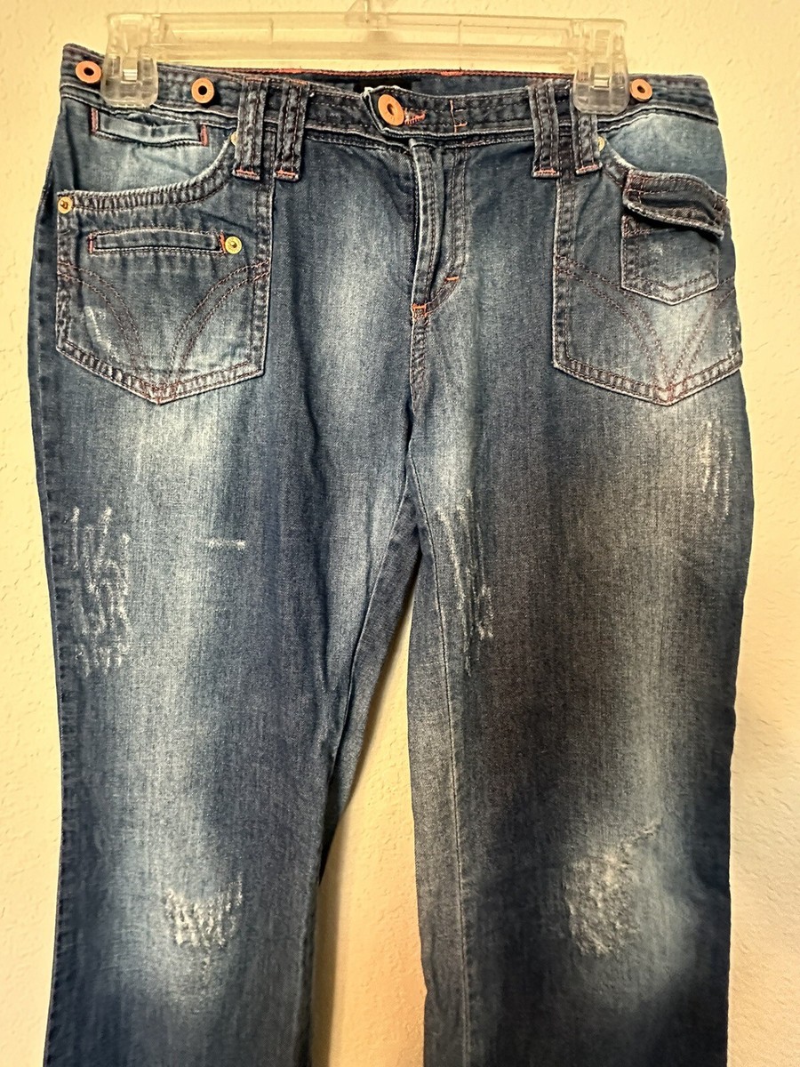 Y2K Dolce&Gabbana Denim Jeans D&G Flare Low Rise Distressed Women