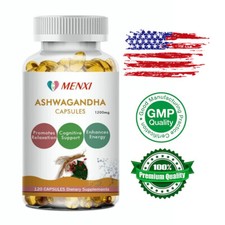 Organic Ashwagandha Capsules 1200mg 120 Tablets with Black Pepper Root Powder US
