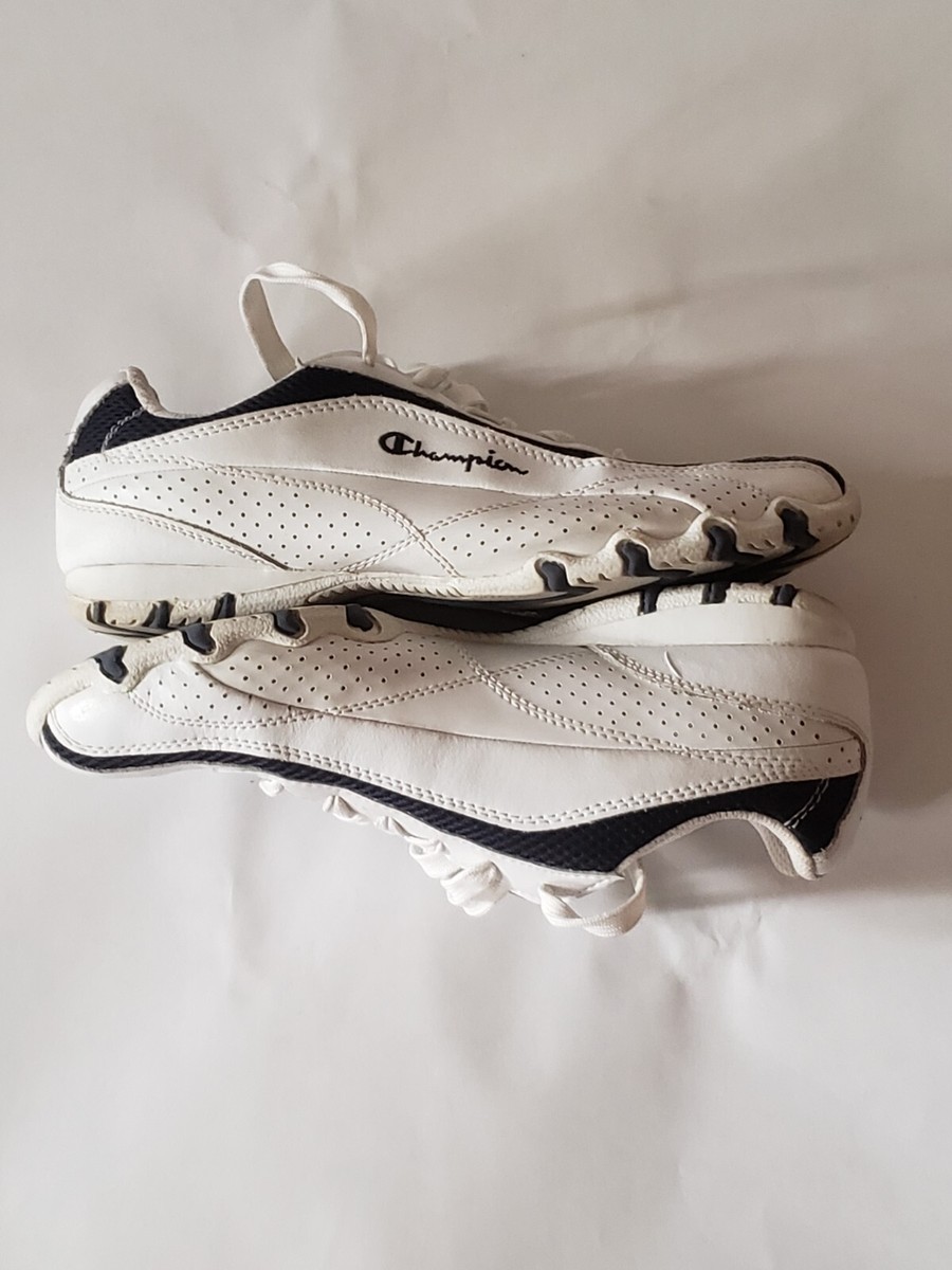 Champion Womens Size 8 White and Navy Sneakers Low Top Lace