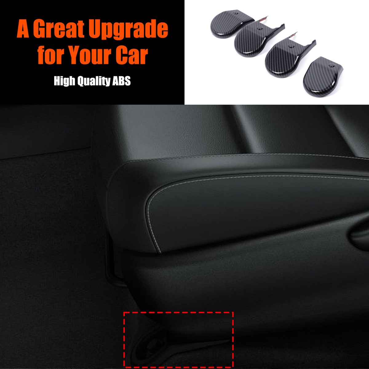 Carbon Fiber ABS Seat Foot Screw Cover Trim for Toyota Hilux 2015