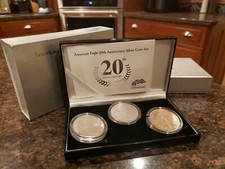 2006 Silver American Eagle 20th Anniversary 3 Coin Set w/ Box & CoA Spotless