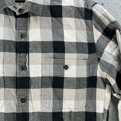 Camisa J.Crew Para Hombres Abotonada Mediana M Franela a Cuadros Calce Ajustado Negra/Blanca - Imagen 3 de 9