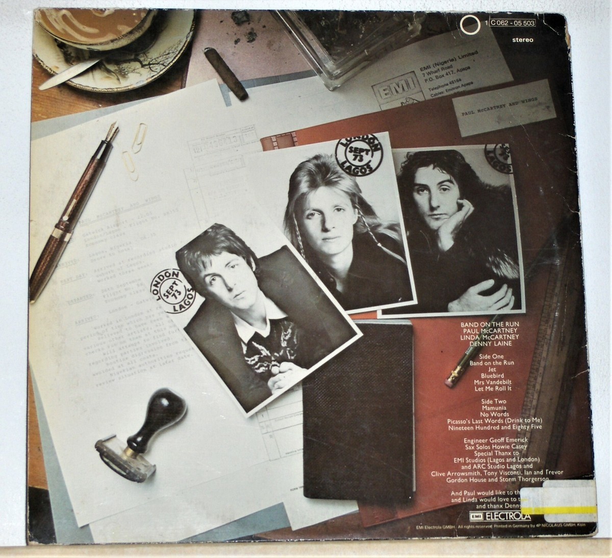 Paul McCartney and Wings - Band on the Run - German LP Record