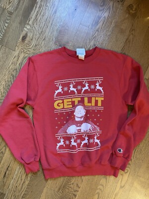 CHAMPION Barstool Sports GET LIT M Christmas CREWNECK