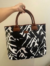 Diane Von Furstenberg Black/White Zebra Print Travel Tote Shoulder Bag