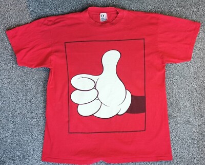 Vintage Disney Design Mickey Mouse Daumen hoch T-Shirt L/XL Made in USA Einzelnaht 